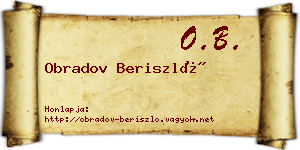 Obradov Beriszló névjegykártya